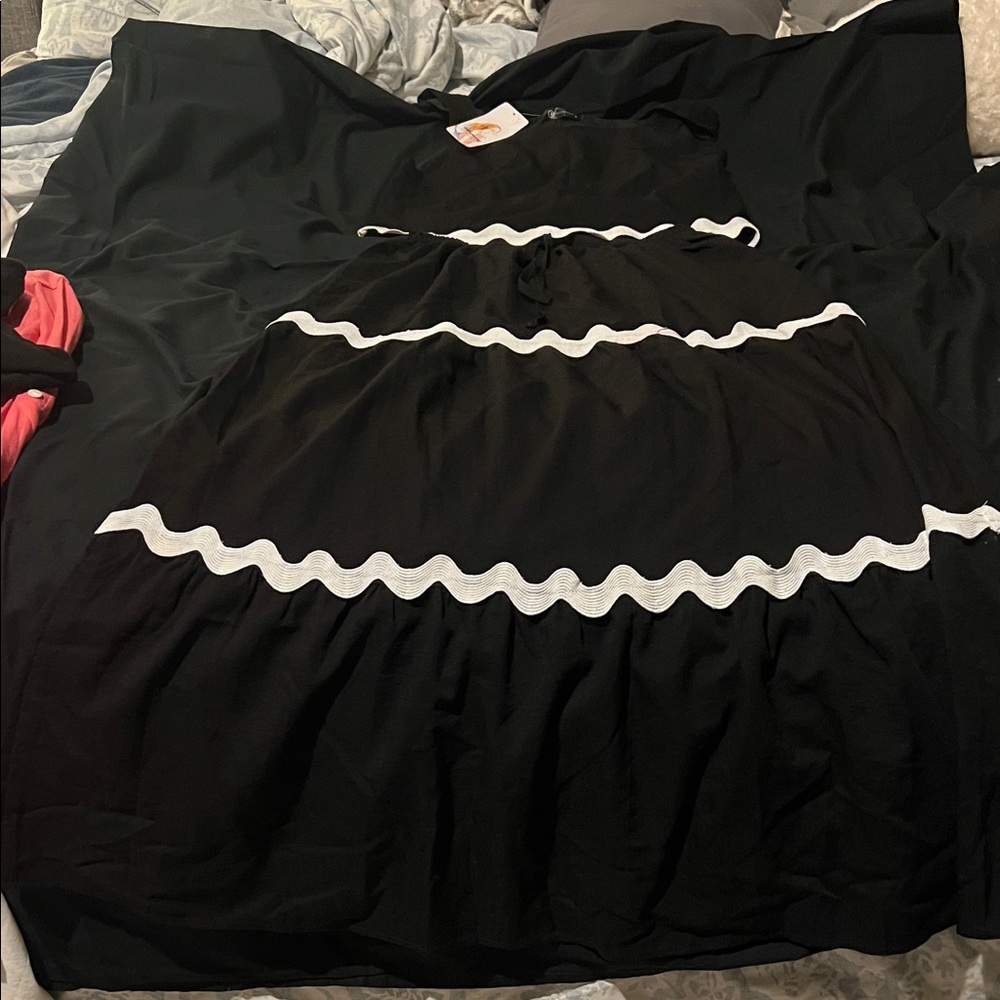 Chic Black Dress with White Accents